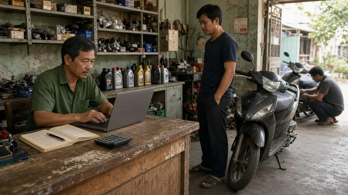 Quản lý công nợ tiệm sửa xe máy: cách hết quên thu, lệch số và nợ khó đòi